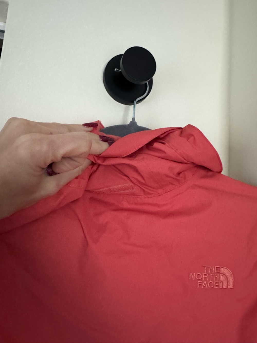 The North Face Coral-Red Hooded Rain Jacket - Picture 5 of 10